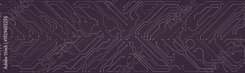 White and Grey Circuit Board Pattern on Dark Purple Background Futuristic Technology Abstract Design