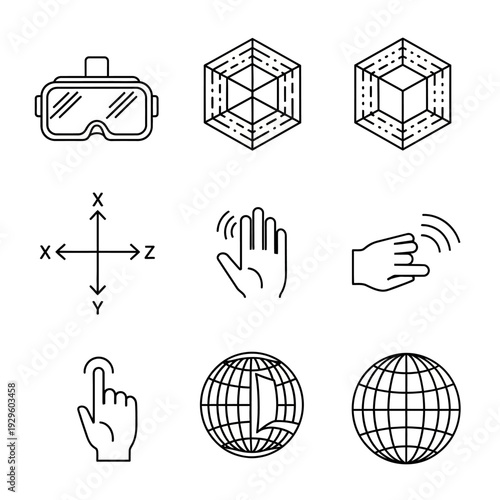 Virtual Reality and Augmented Reality Icons Set for Digital Experiences.