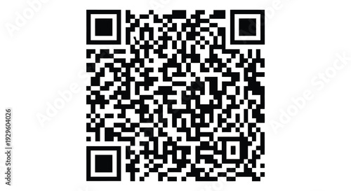 A complex black and white quick response code dominates the frame exhibiting a striking bold silhouette high quality professional