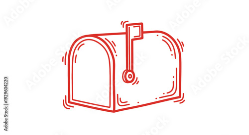 Simple Line Drawing of Mailbox.