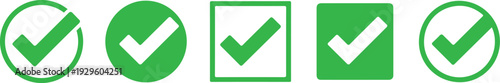 Green checkmark icons in various shapes and circles for approval and confirmation