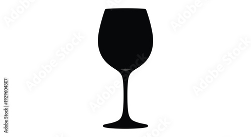 A striking black silhouette of a classic wine glass against a bright white background showcasing elegant form silhouette
