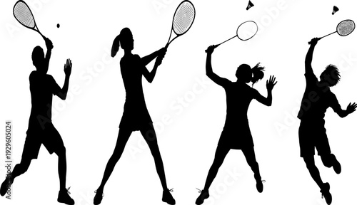 Tennis Players Silhouette Collection - Court Sport Vector Design