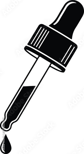 Black and white glass dropper icon for medicine or cosmetics vector illustration