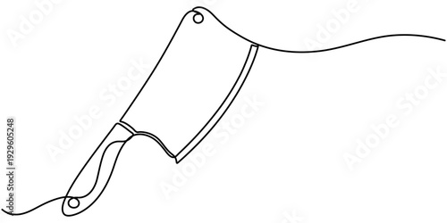 continuous one line art drawing of cleaver knife, minimalist design isolated, in outline vector illustration. 