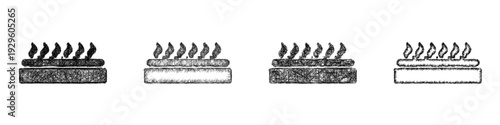 Sketch gas burner icon design set