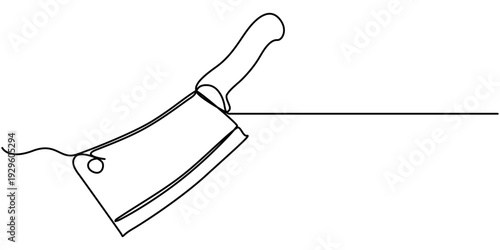 continuous one line art drawing of cleaver knife, minimalist design isolated, in outline vector illustration. 