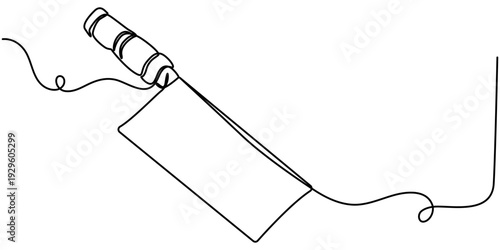 continuous one line art drawing of cleaver knife, minimalist design isolated, in outline vector illustration. 