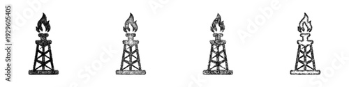 Sketch gas flare icon design set