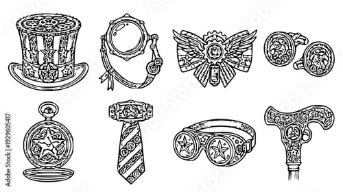 Uncle Sam Steampunk Accessories Vectors