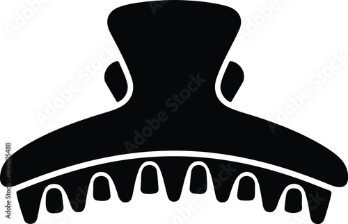 Black silhouette of a classic plastic hair claw clip vector illustration