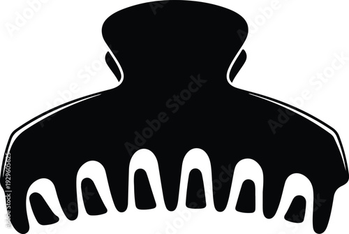 Black silhouette of a plastic hair claw clip isolated vector illustration
