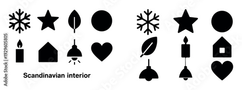 Scandinavian interior silhouettes are displayed in black