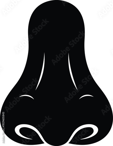 Front view of a human nose silhouette isolated on white vector illustration