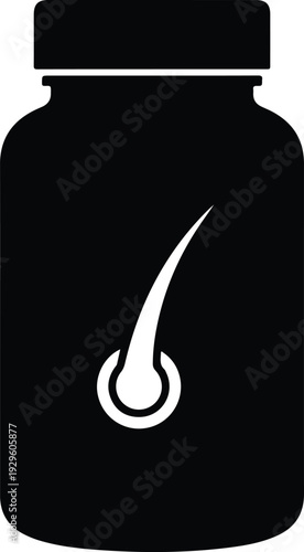 Medical container for hair loss treatment and growth supplements vector illustration