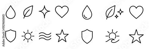 Clean nature and protection line symbols