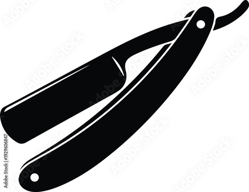 Professional straight razor silhouette icon for barber shop grooming services vector illustration