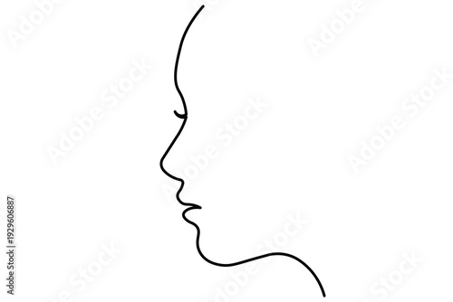 Elegant continuous line woman face profile minimalist abstract portrait illustration