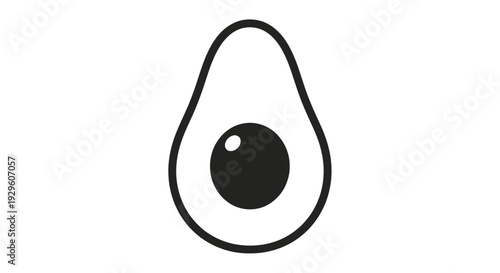 Black and White Avocado Illustration Simple Design.