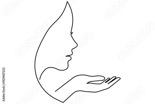 Elegant continuous line woman face profile minimalist abstract portrait illustration