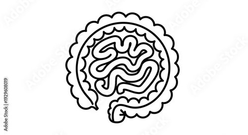 Simple Line Drawing of Human Brain.
