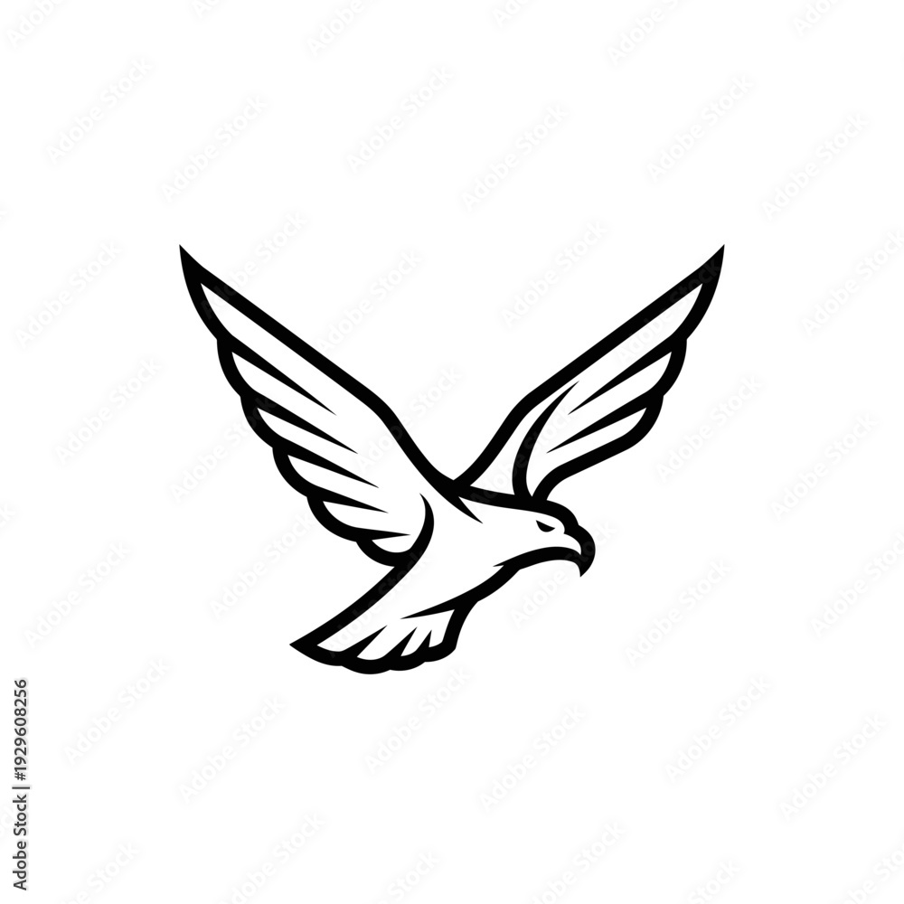 Obraz premium Simple Line Drawing of a Flying Bird.
