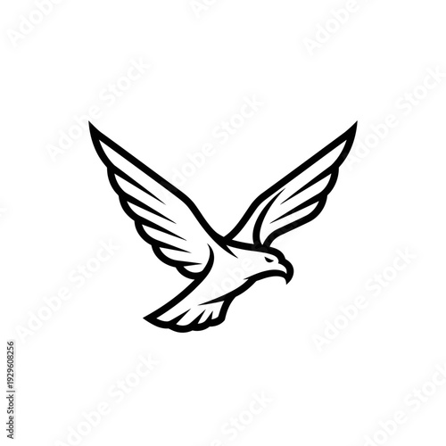 Simple Line Drawing of a Flying Bird.