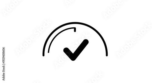 Black checkmark in semi circle gauge.