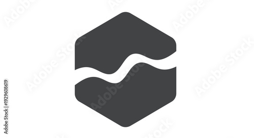 Black hexagon with wavy line.