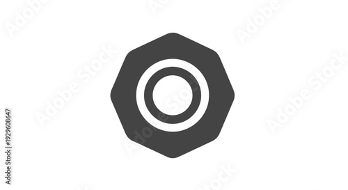 Black Hexagonal Bolt Icon Closeup.