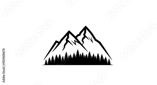 Black Mountain Range Silhouette Icon.