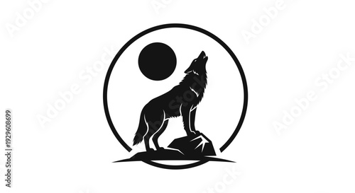 Black silhouette of a howling wolf.