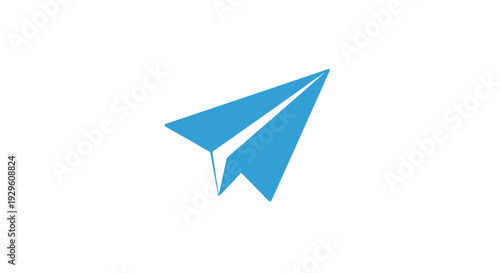 Blue paper airplane in flight.