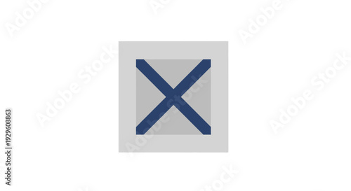 Blue X Mark Symbol Sign.
