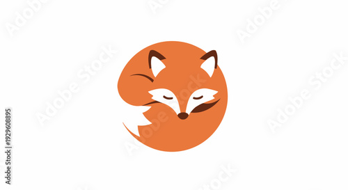 Cartoon Orange Fox Face Closeup.