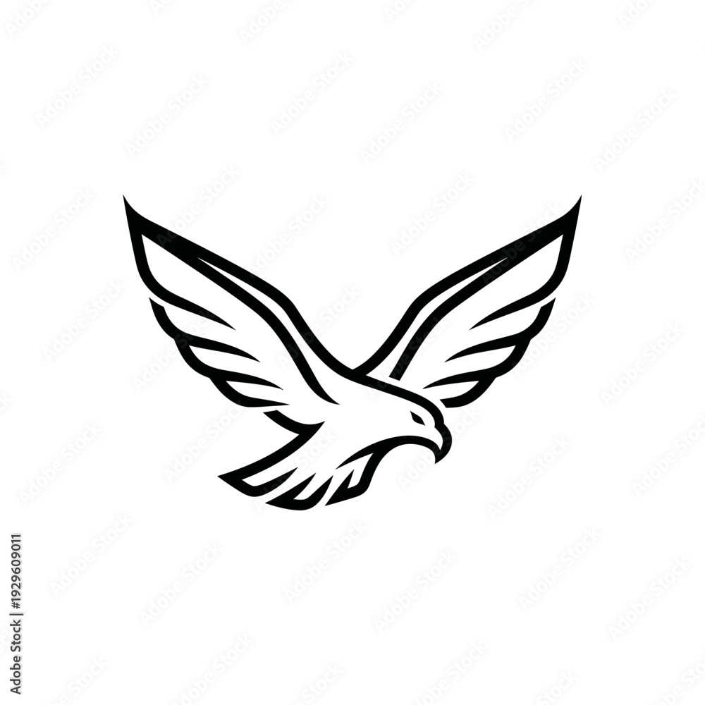 Obraz premium Black and White Eagle Logo Illustration.