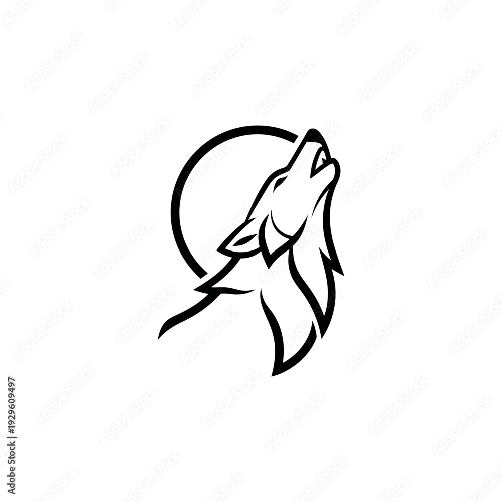 Fototapeta premium Black and White Wolf Logo Design.