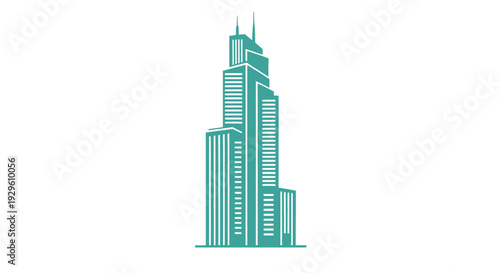 Modern Skyscraper Building Vector Illustration.