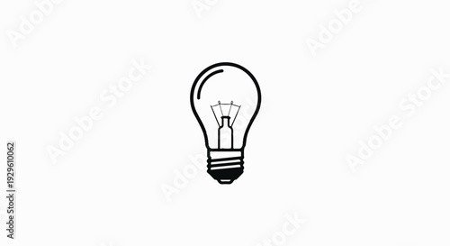 A simple black and white outline of an incandescent light bulb on a white background