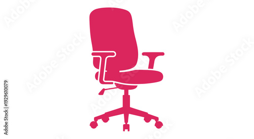 Pink Office Chair with Armrests and Wheels.