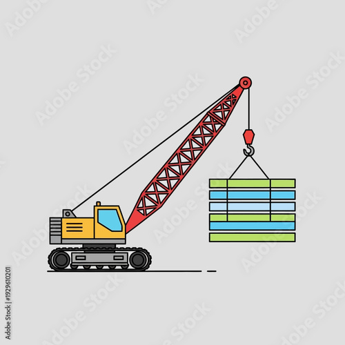 Construction Crane Lifting Cargo Container