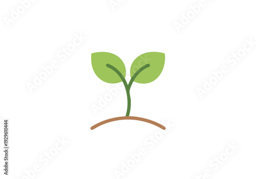 Simple illustration of a small green sprout emerging from the soil, symbolizing new growth and nature's beginnings