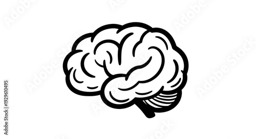 Human Brain Outline Illustration Representing Thought and Intelligence.