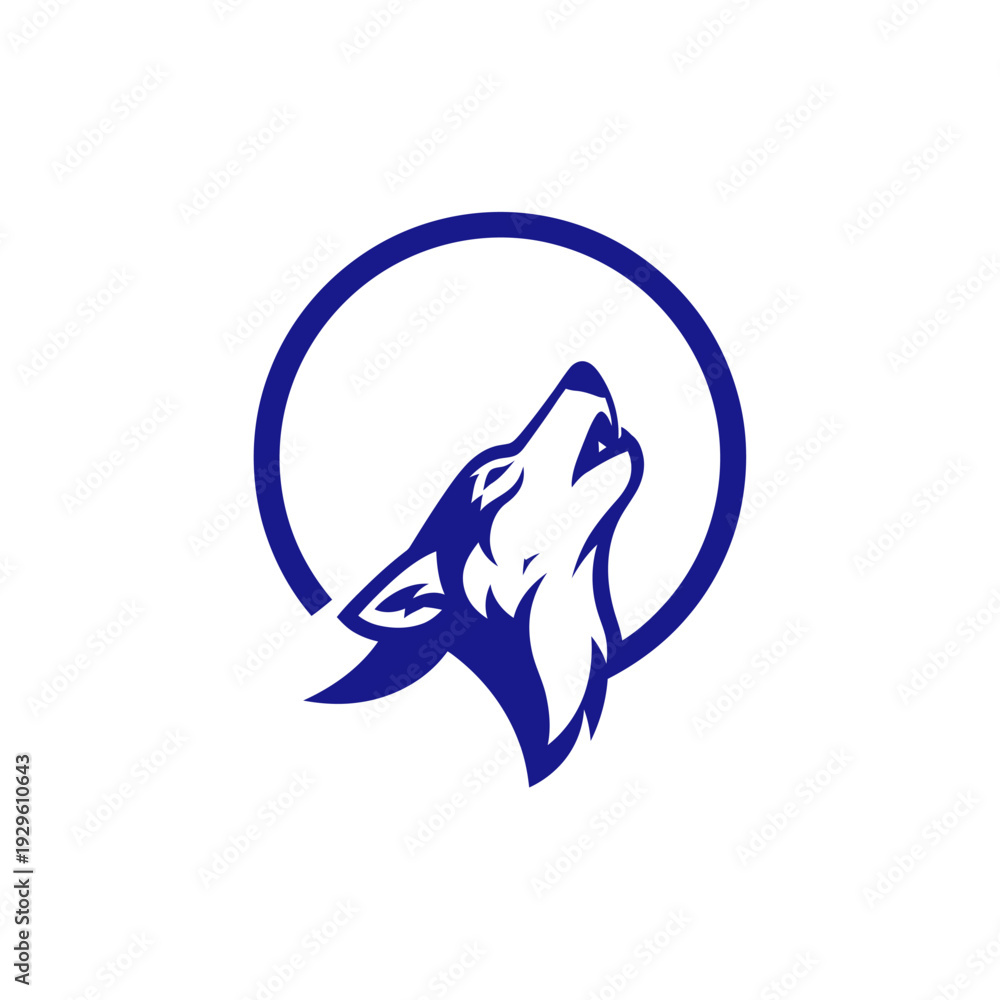 Obraz premium Howling Wolf Head Logo Design Illustration.