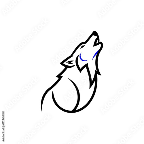 Howling Wolf Head Illustration Simple Design.