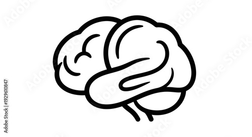 Simple Line Art Illustration of a Human Brain.