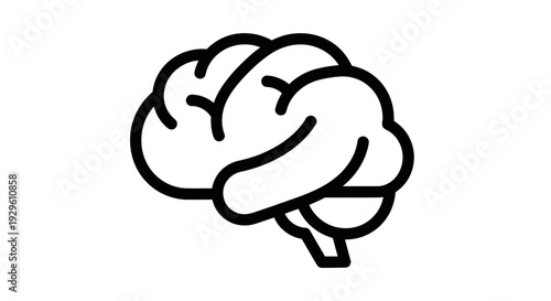 Simple Outline Illustration of a Human Brain Icon.