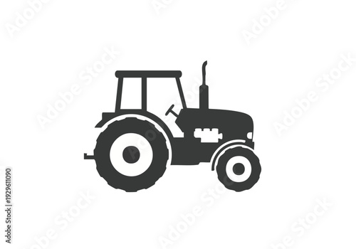Silhouette of a classic tractor, an iconic agricultural vehicle used for farming and fieldwork