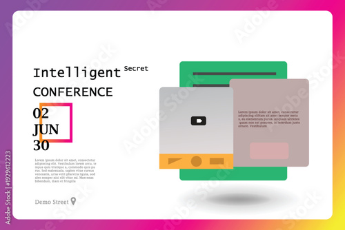 Secret conference template cover design, web banner for online meeting, vector illustration