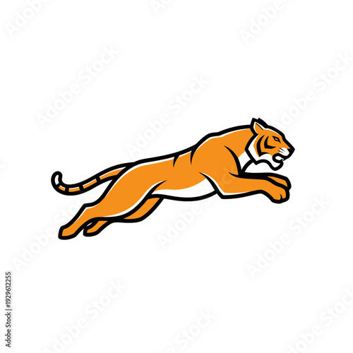 Orange Cartoon Cheetah Running Fast Illustration.